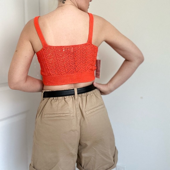 Crochet Knit Lace Up Front Crop Top - Picture 5 of 7